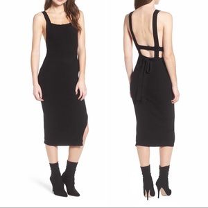 4S13NNA Black XXL Midi Bodycon Open Back Dress